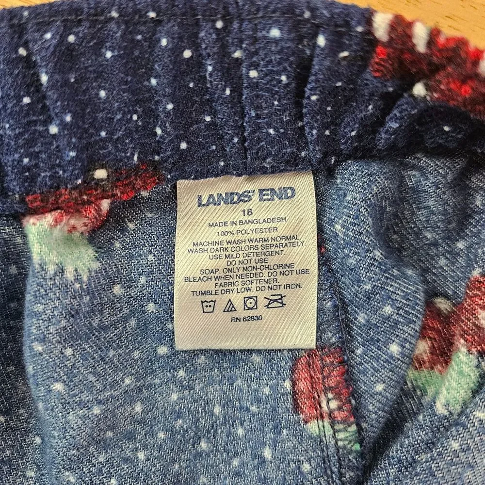 Lands Ends-Flannel Pajama Pants- XL 18- Camper Van Print-Cotton- Stretch‎ Waist